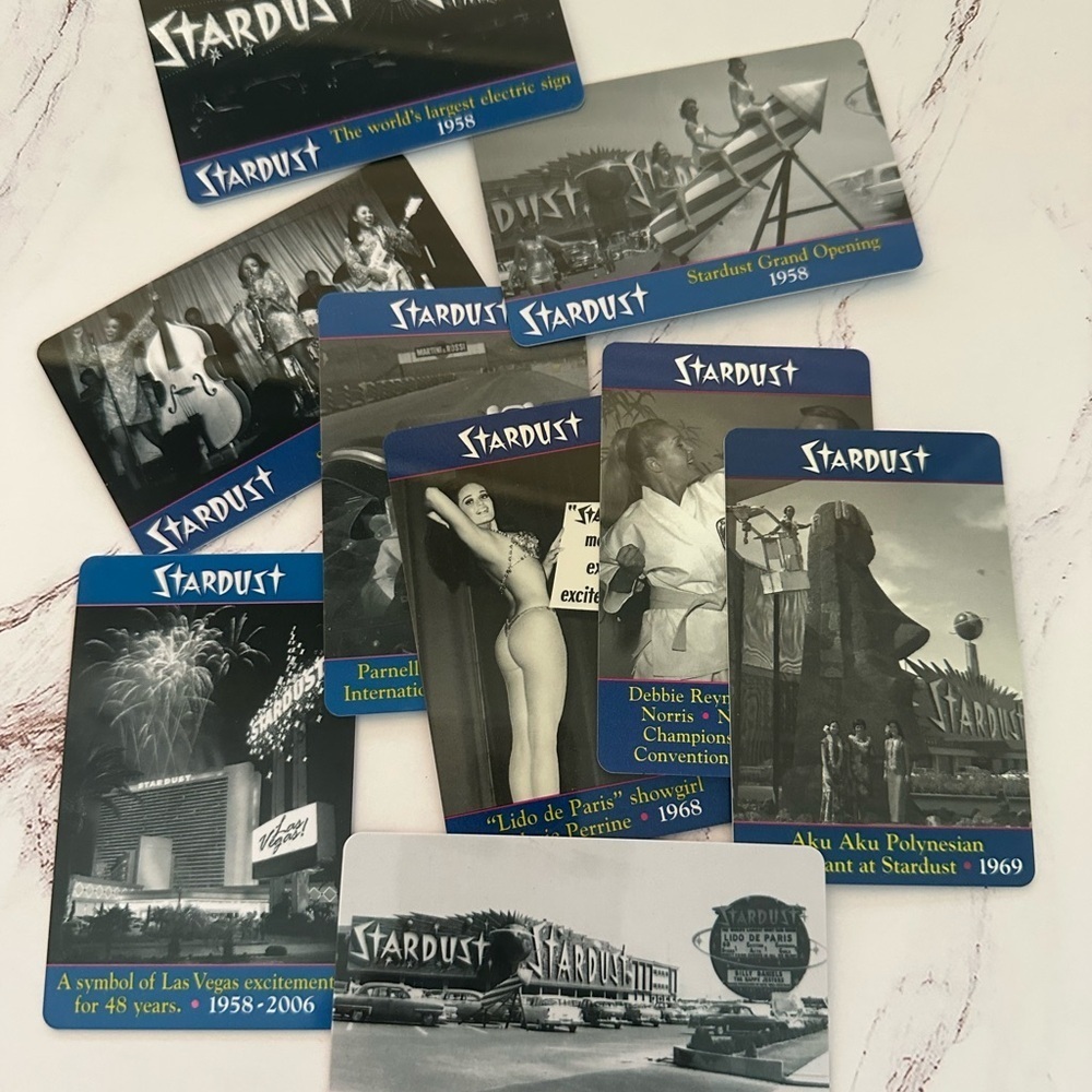 Set Of 9 Pcs Stardust Casino Collector Series Cards/Keyholder